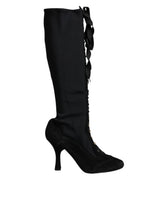 Dolce & Gabbana Black Lace Up Heels High Boots Shoes -   -  Dolce & Gabbana.